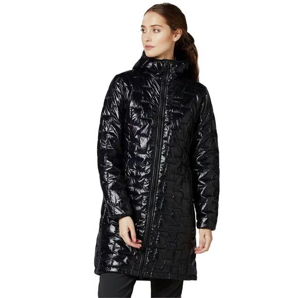 Helly Hansen Parka Womens Large Black Quilted‎ Insulated Hooded zip Puffer Coat - Picture 1 of 10